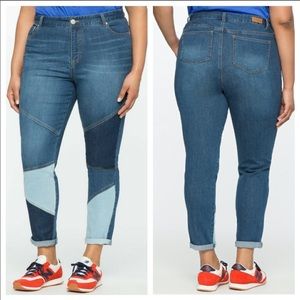Eloquii 18 petite color patchy Boho jeans
